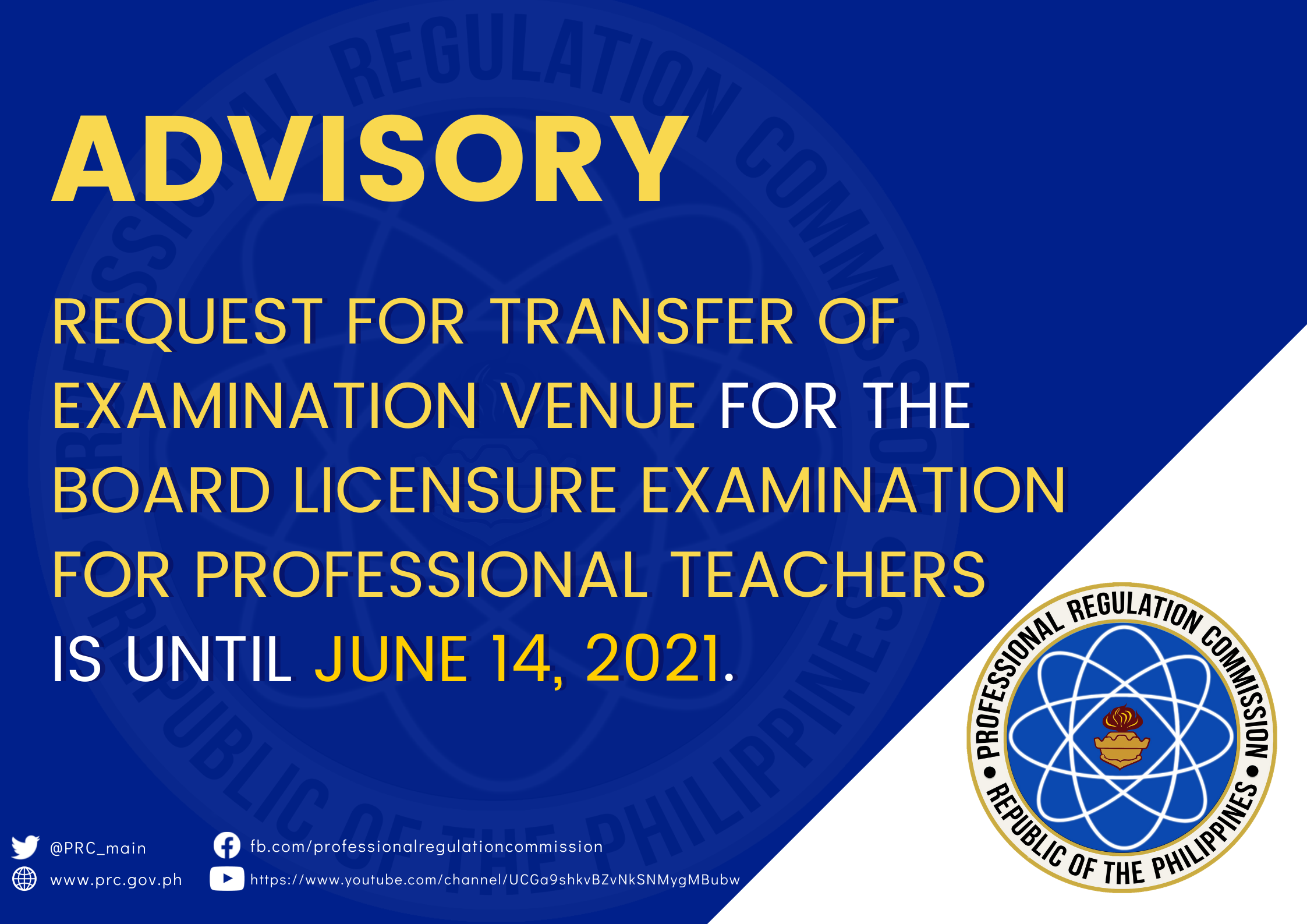 Request For Transfer Of Examination Venue For The Board Licensure Examination For Professional Teachers Professional Regulation Commission